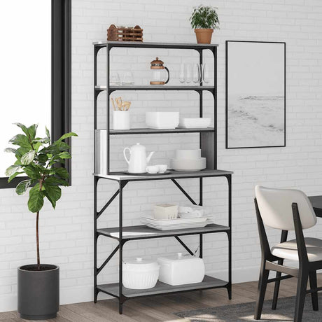 Vidaxl BakkersRek 6-lag 90x40x180 cm forarbejdet træ grå sonoma eg