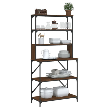 Vidaxl Bakers Rack 6-lag 90x40x180 cm forarbejdet træbrun eg farve