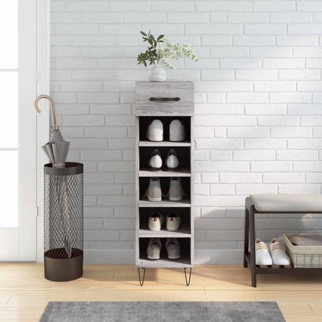 Vidaxl schoenenkast 30x35x105 cm bewerkt hout grijs sonoma eikenkleur