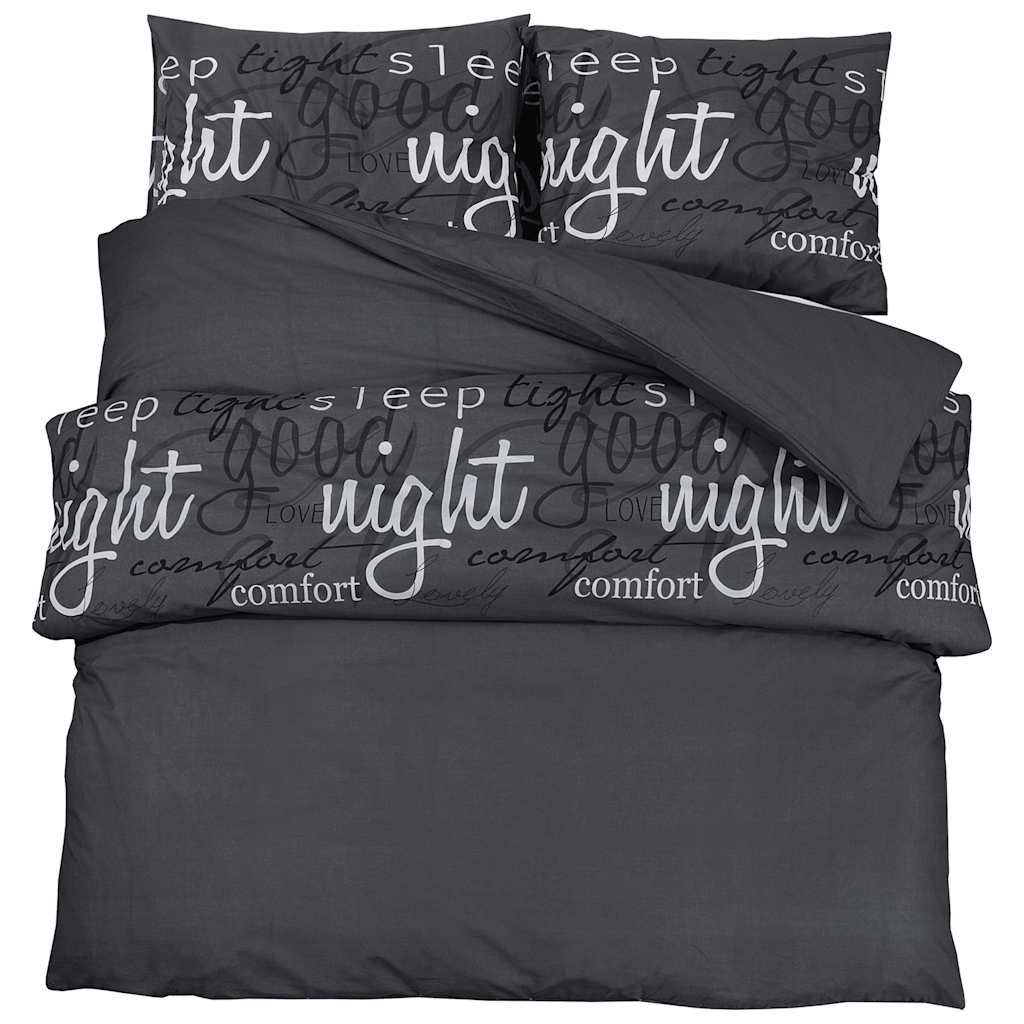 Vidaxl DUVET OVERLAY SET 200X200 CM BOMULL Sort
