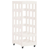 Vidaxl Wood Block Holder med hjul 40x49x110 cm Solid fyrretræ hvid hvid