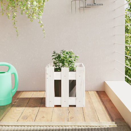 Vidaxx planter med hegndesign 30x30x30 cm fast fyrretræ hvid