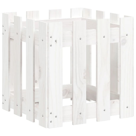 Vidaxx planter med hegn design 40x40x40 cm fast fyrretræ hvid