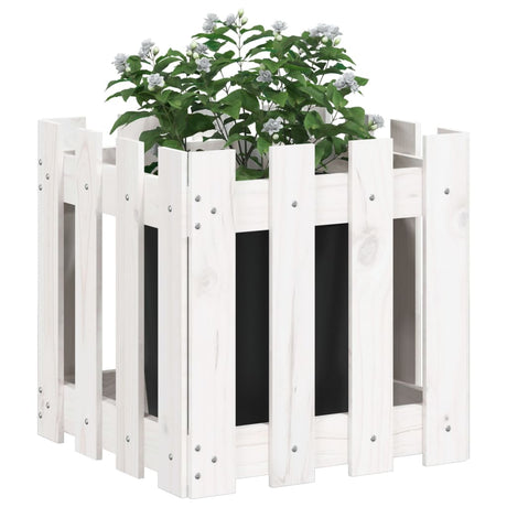 Vidaxx planter med hegn design 40x40x40 cm fast fyrretræ hvid