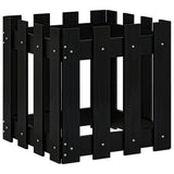 Vidaxl Planning Box med hegndesign 40x40x40 cm Solid fyrretræ sort