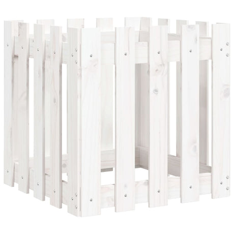 Vidaxx planter med hegn design 50x50x50 cm fast fyrretræ hvid