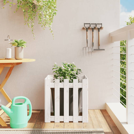 Vidaxx planter med hegn design 50x50x50 cm fast fyrretræ hvid