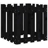 Vidaxx plantekasse med hegnsdesign 50x50x50 cm massiv fyrretræ sort
