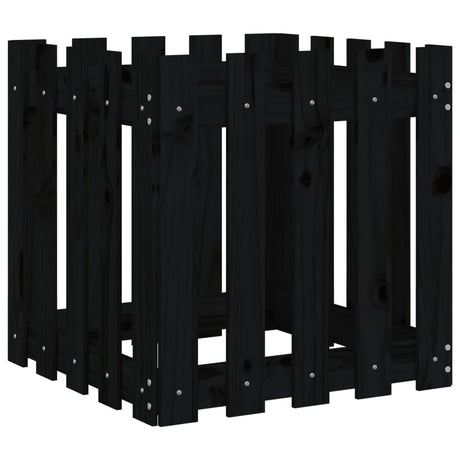 Vidaxx plantekasse med hegnsdesign 50x50x50 cm massiv fyrretræ sort