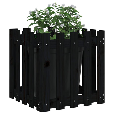 Vidaxx plantekasse med hegnsdesign 50x50x50 cm massiv fyrretræ sort