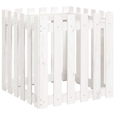 Vidaxx planter med hegndesign 60x60x60 cm fast fyrretræ hvid