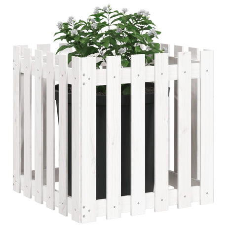 Vidaxx planter med hegndesign 60x60x60 cm fast fyrretræ hvid