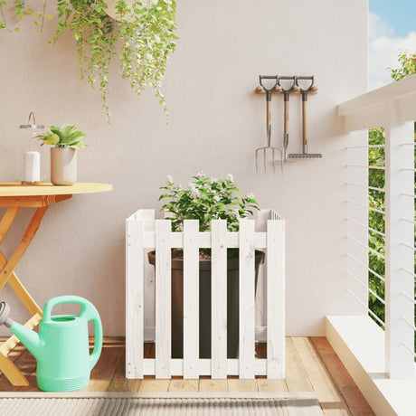 Vidaxx planter med hegndesign 60x60x60 cm fast fyrretræ hvid