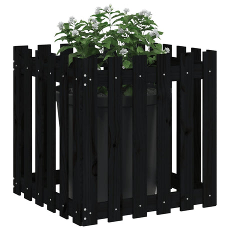 Vidaxx planter med hegndesign 60x60x60 cm Solid fyrretræ sort