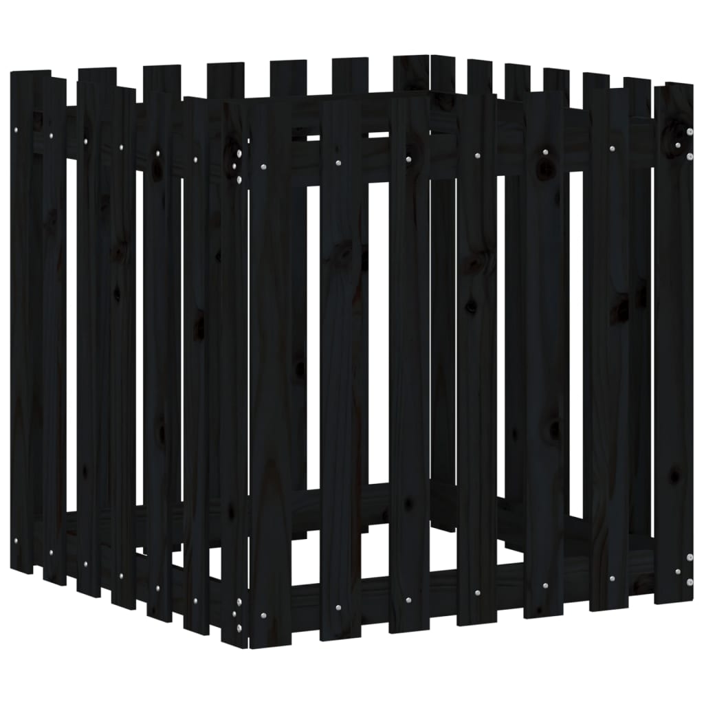 Vidaxx planter med hegndesign 70x70x70 cm Solid fyrretræ sort