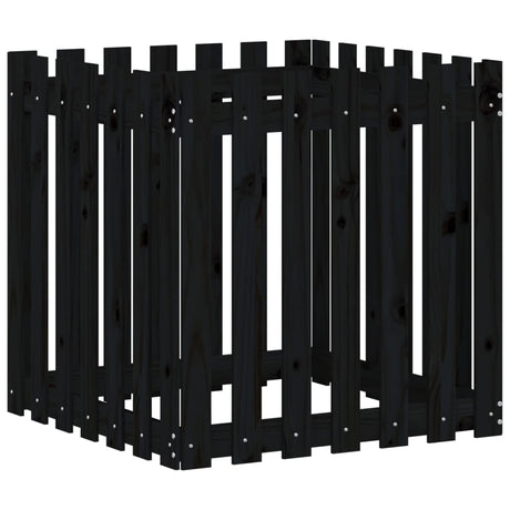 Vidaxx planter med hegndesign 70x70x70 cm Solid fyrretræ sort