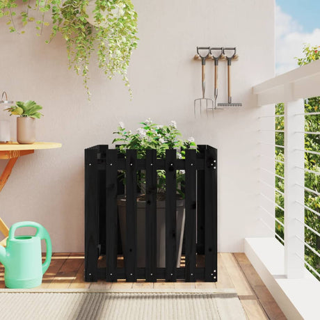 Vidaxx planter med hegndesign 70x70x70 cm Solid fyrretræ sort