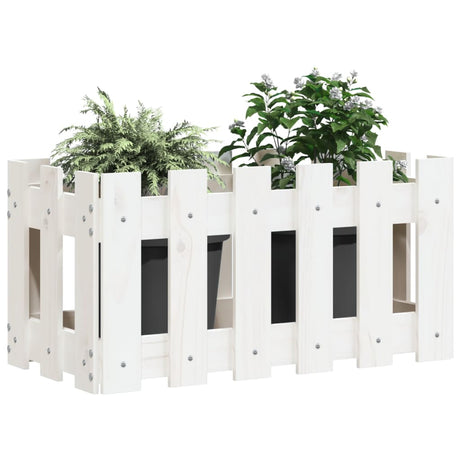 Vidaxl planlægningsboks med hegn 60x30x30 cm solid fyrretræ hvid