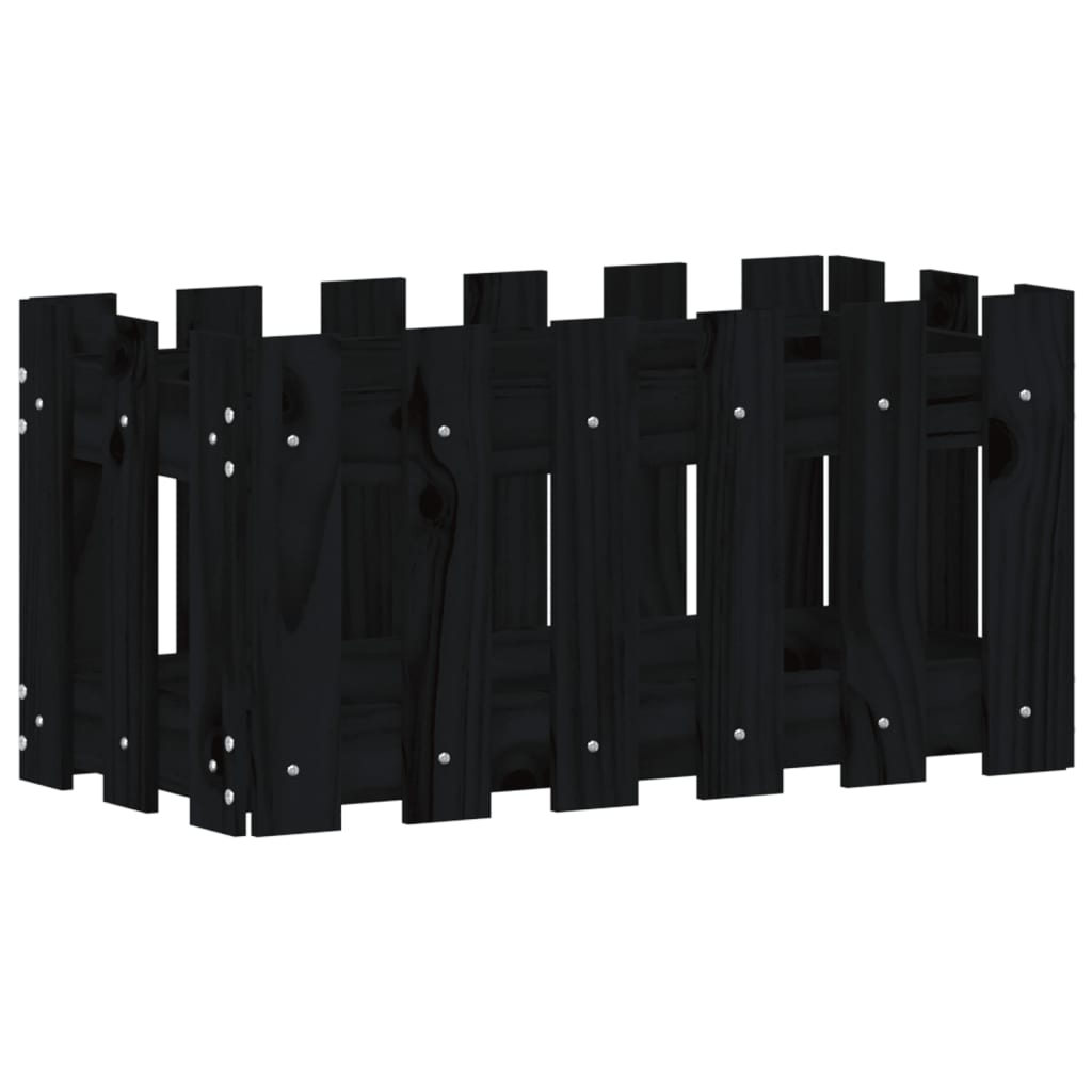 Vidaxl planlægningsboks med hegndesign 60x30x30 cm solid fyrretræ sort