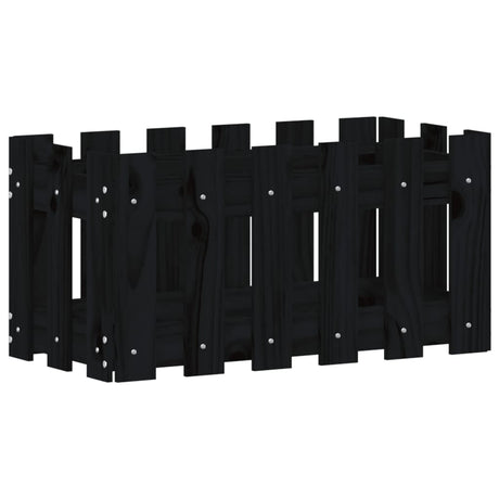 Vidaxl planlægningsboks med hegndesign 60x30x30 cm solid fyrretræ sort