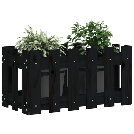 Vidaxl planlægningsboks med hegndesign 60x30x30 cm solid fyrretræ sort
