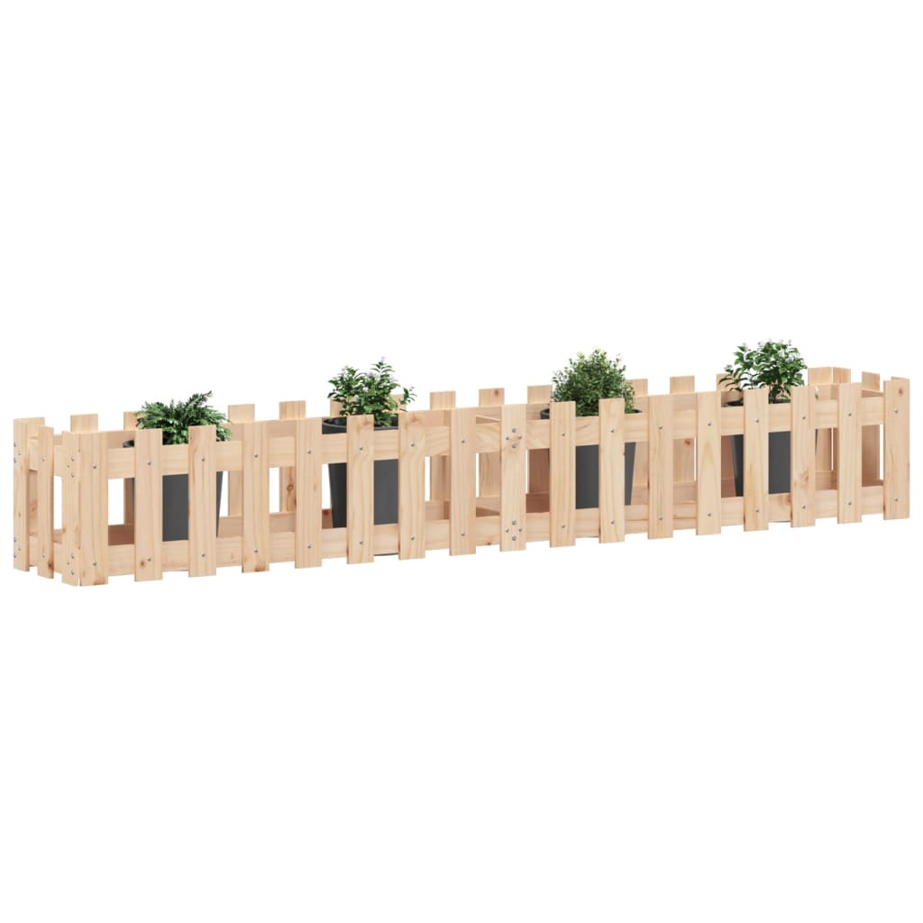 Vidaxx planter hævet med hegndesign 200x30x30 cm fyrretræ