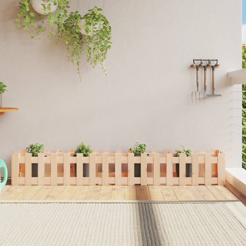 Vidaxx planter hævet med hegndesign 200x30x30 cm fyrretræ