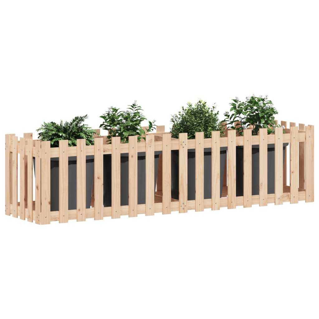 Vidaxx planter hævet med hegndesign 200x50x50 cm fyrretræ