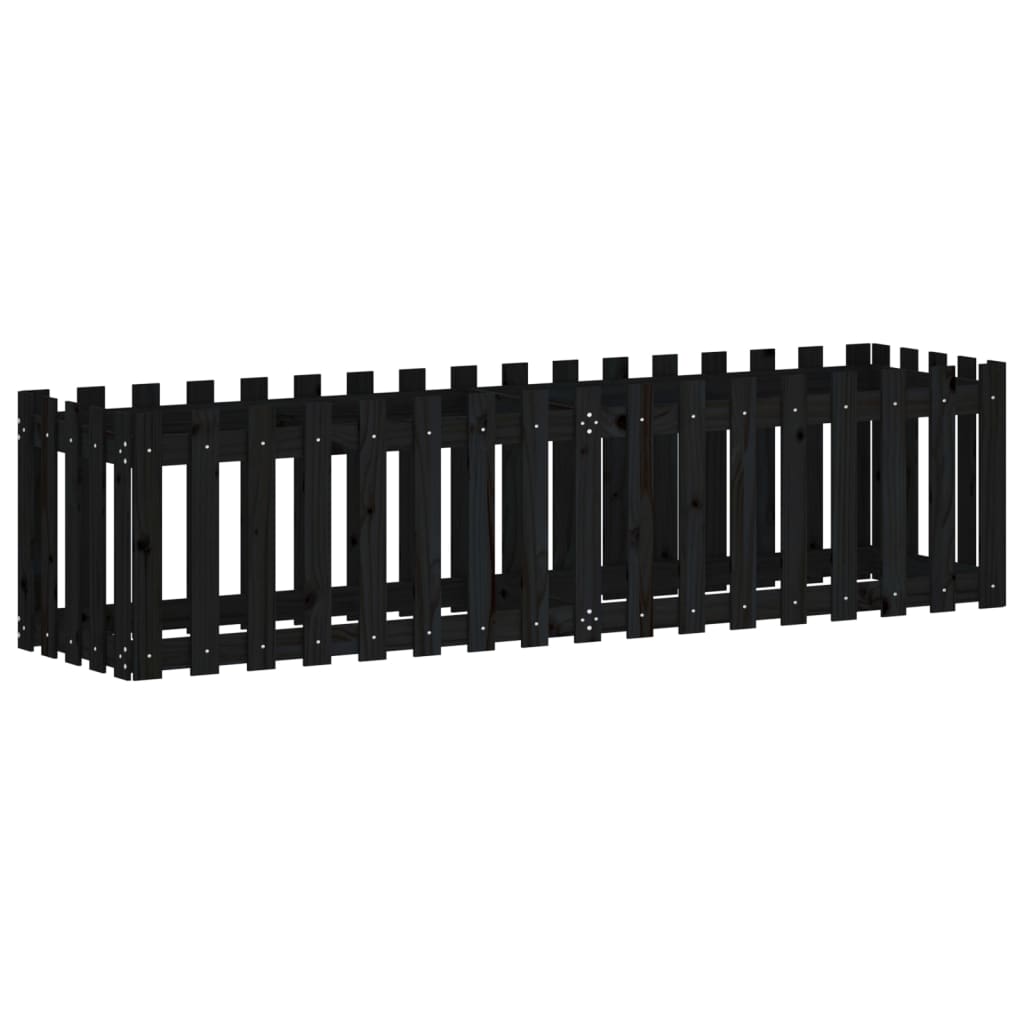 Vidaxx planter hævet hegndesign 200x50x50 cm fyrretræ sort