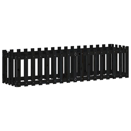 Vidaxx planter hævet hegndesign 200x50x50 cm fyrretræ sort