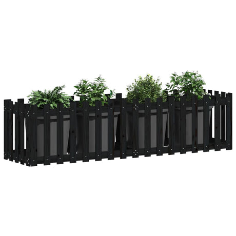 Vidaxx planter hævet hegndesign 200x50x50 cm fyrretræ sort