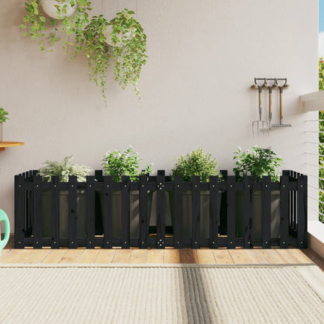 Vidaxx planter hævet hegndesign 200x50x50 cm fyrretræ sort