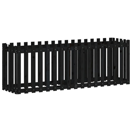 Vidaxx planter hævet hegndesign 200x50x70 cm fyrretræ sort