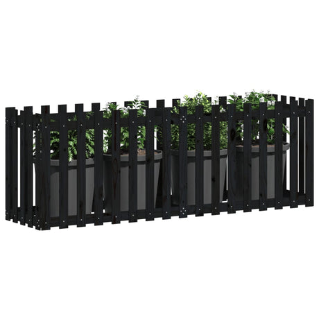 Vidaxx planter hævet hegndesign 200x50x70 cm fyrretræ sort