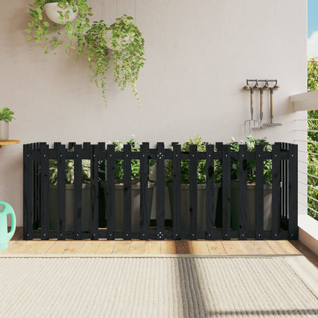 Vidaxx planter hævet hegndesign 200x50x70 cm fyrretræ sort
