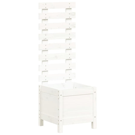 Vidaxl planter med rack 39x39.5x114 cm fast fyrretræ hvid hvid