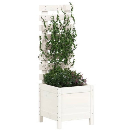Vidaxl planter med rack 39x39.5x114 cm fast fyrretræ hvid hvid