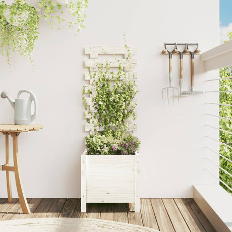 Vidaxl planter med rack 39x39.5x114 cm fast fyrretræ hvid hvid