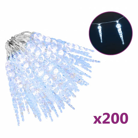 VidaXL juleistaplampe 200 LED'er kold hvid 20 m akryl PVC