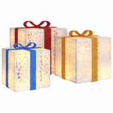 Vidaxl Christmas Figur Gift Box 3 St Lighten 64 Warm -White LED'er
