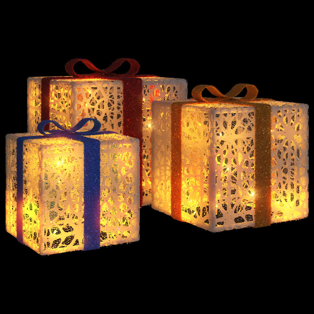 Vidaxl Christmas Figur Gift Box 3 St Lighten 64 Warm -White LED'er
