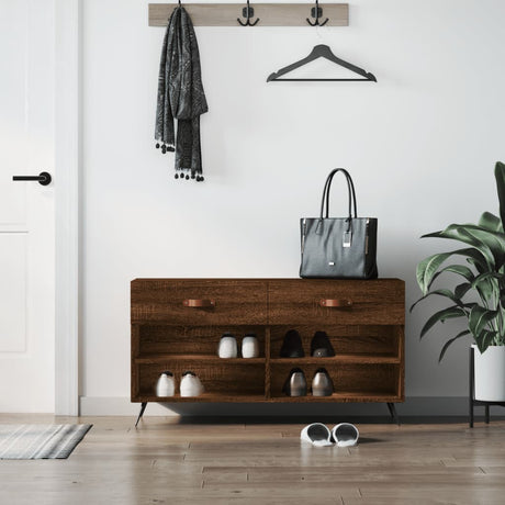 Vidaxl Shoe Bench 102x35x55 cm Engineered Wood Sonoma Oak-farvet