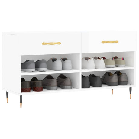 Vidaxx sko bænk 102x35x55 cm færdig træ højglans hvid