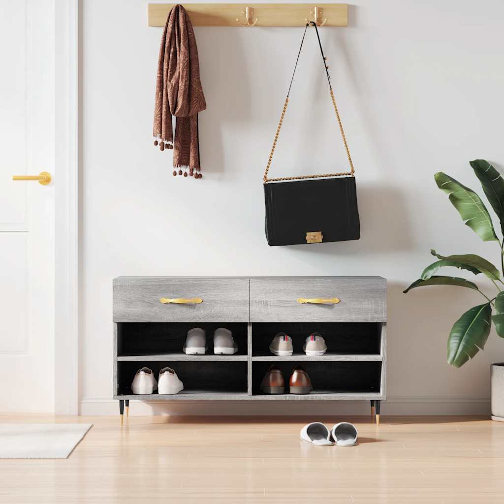 Vidaxl Shoe Sofa 102x35x55 cm Forarbejdet trægrå sonoma eg Farve