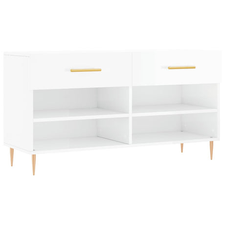 Vidaxx sko bænk 102x35x55 cm færdig træ højglans hvid