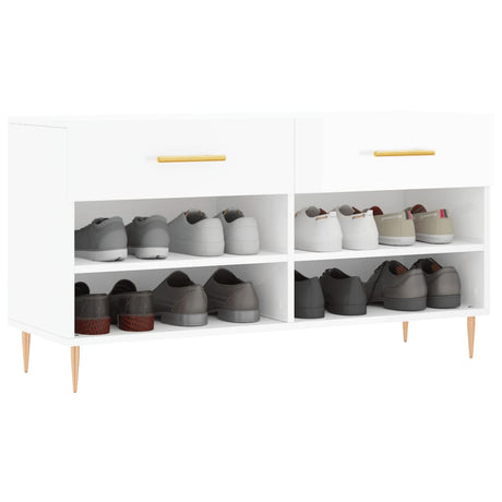 Vidaxx sko bænk 102x35x55 cm færdig træ højglans hvid