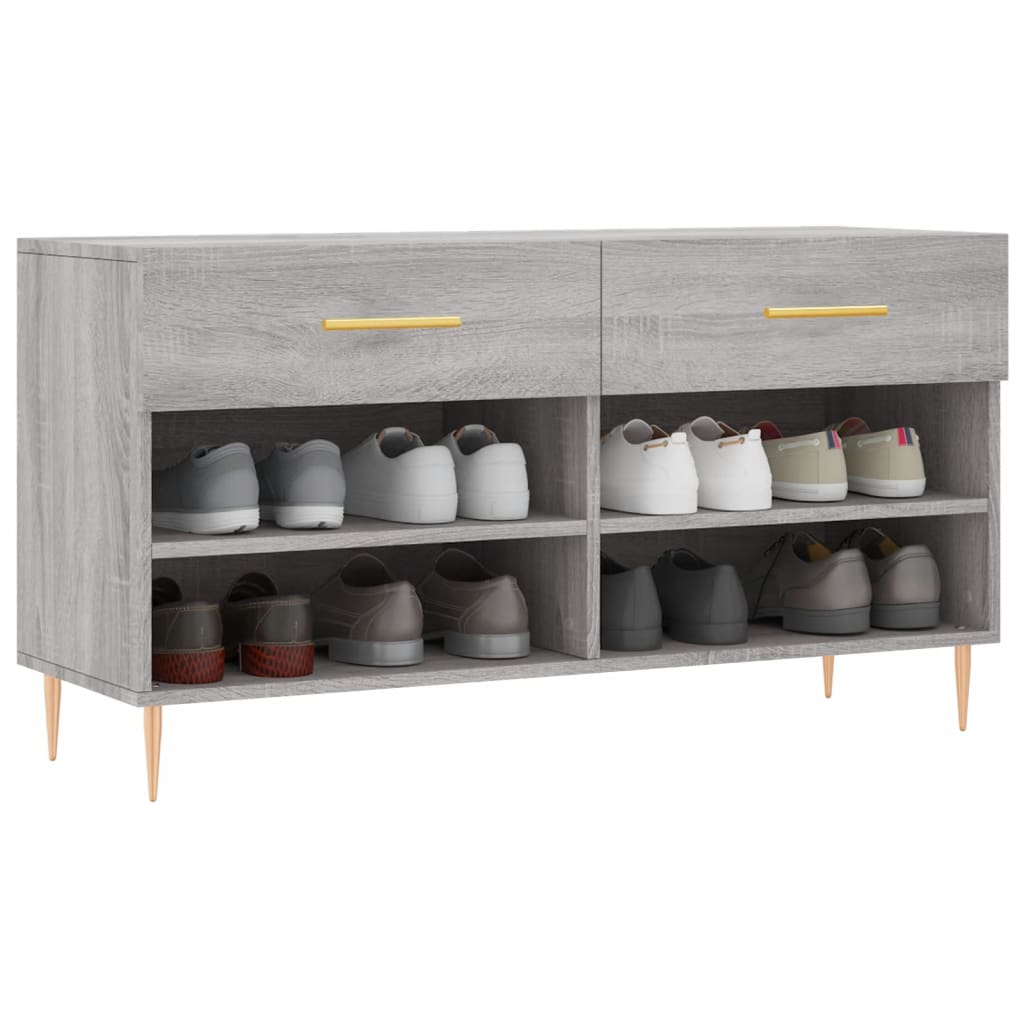 Vidaxx sko bænk 102x35x55 cm konstrueret træ grå sonoma eg farve