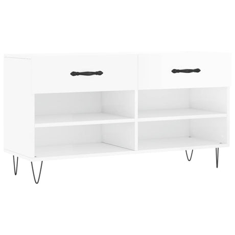 Vidaxx sko bænk 102x35x55 cm færdig træ højglans hvid