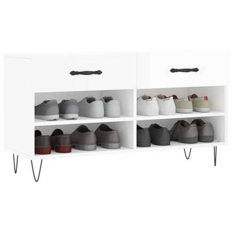 Vidaxx sko bænk 102x35x55 cm færdig træ højglans hvid