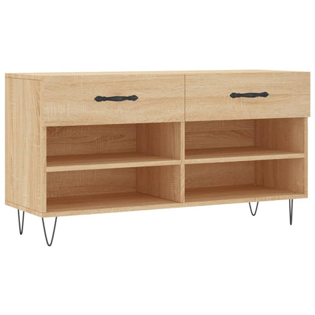 Vidaxl Shoe Bench 102x35x55 cm Engineered Wood Sonoma Oak-farvet